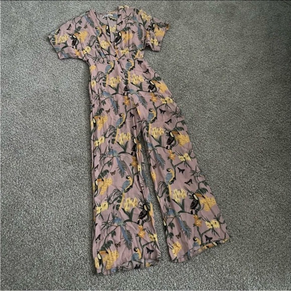 Reformation Pants - Reformation Lemongrass Jumpsuit Conga Bird Print